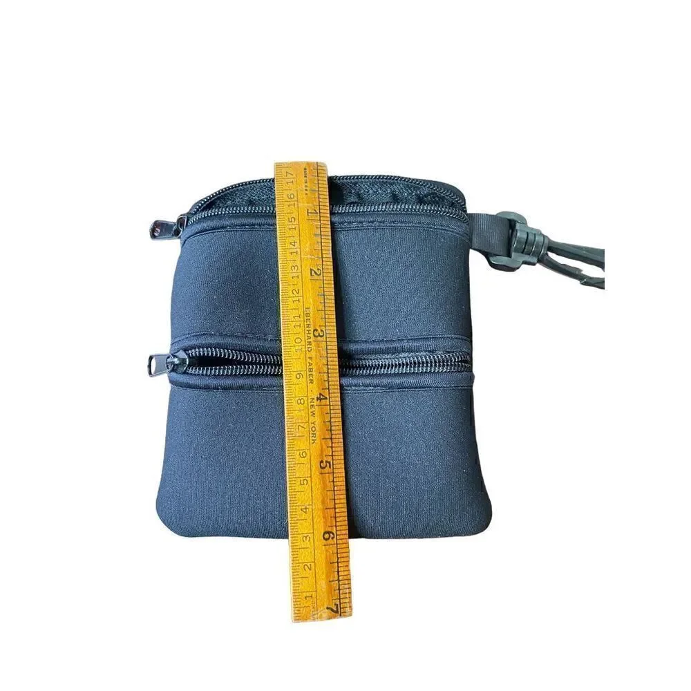 Neoprene detachable two zip black travel pouch bag plastic clip